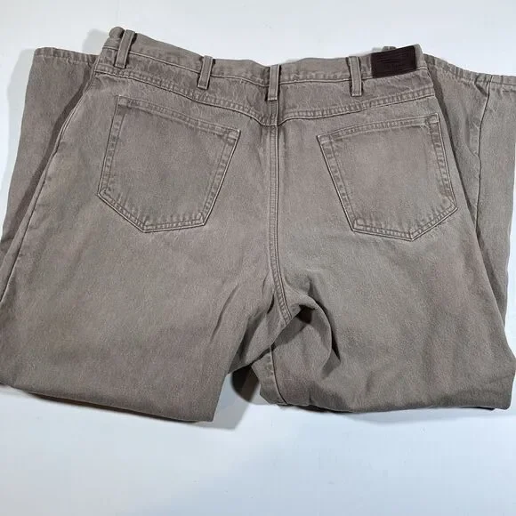 LL Bean Natural Fit Tan Canvas Flannel Lined 100% Cotton Pants Y2K Men's 40x29 - Picture 12 of 16